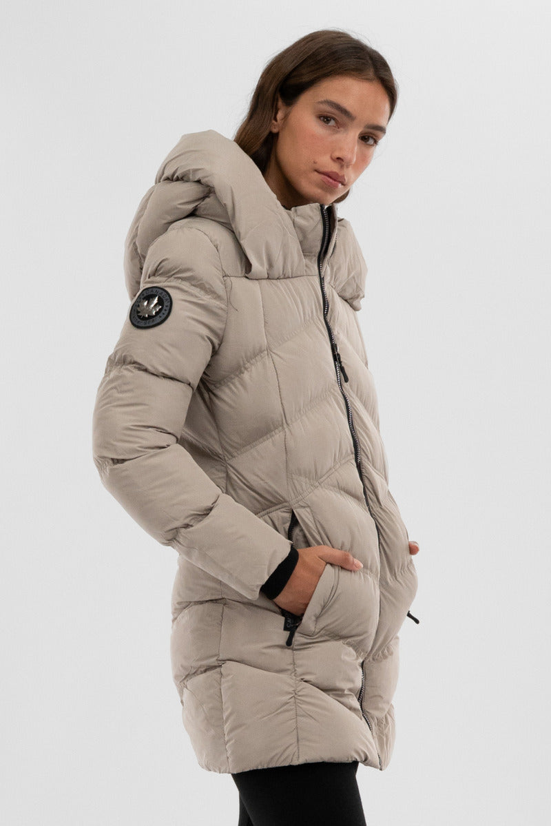 Canada Weather Gear Chevron Quilted Parka Jacket - Beige