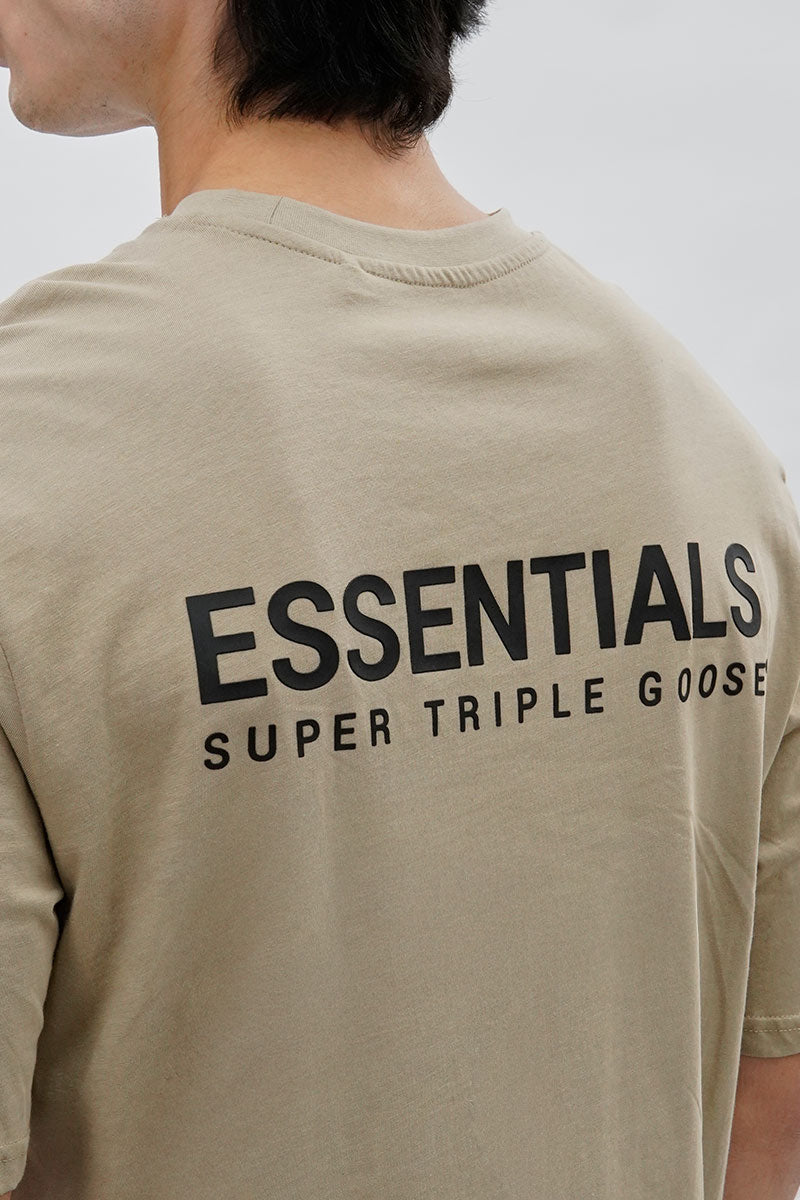 Essentials Super Triple Goose Logo Print Tee - Beige - Mens Tees & Tank Tops - Canada Weather Gear