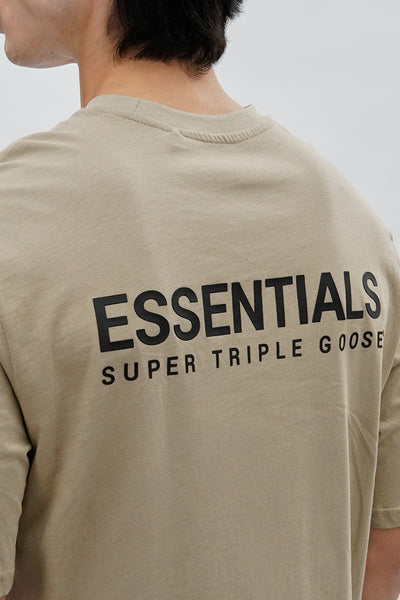 Essentials Super Triple Goose Logo Print Tee - Beige - Mens Tees & Tank Tops - Canada Weather Gear