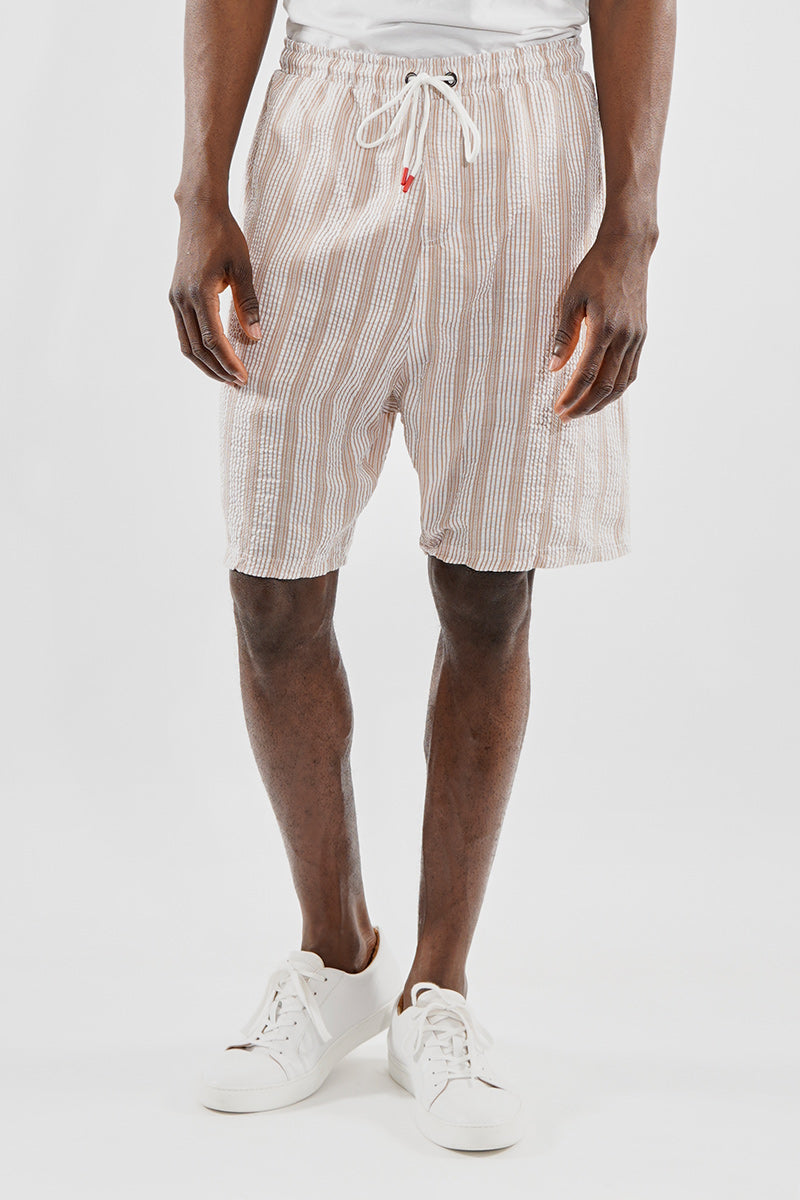 Canada Weather Gear Vintage Striped Tie Waist Shorts - Beige - Mens Shorts & Capris - Canada Weather Gear