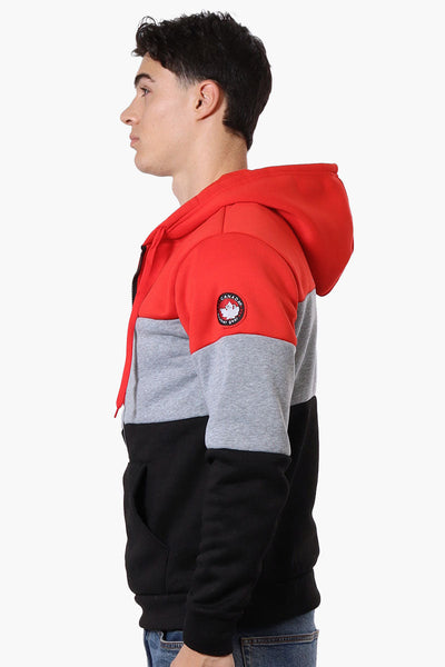 Canada Weather Gear 1/2 Zip Colour Block Hoodie - Red - Mens Hoodies & Sweatshirts - Canada Weather Gear