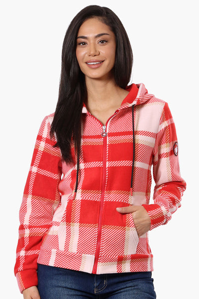 Canada Weather Gear Plaid Fleece Hoodie - Red - Womens Hoodies & Sweatshirts - Canada Weather Gear