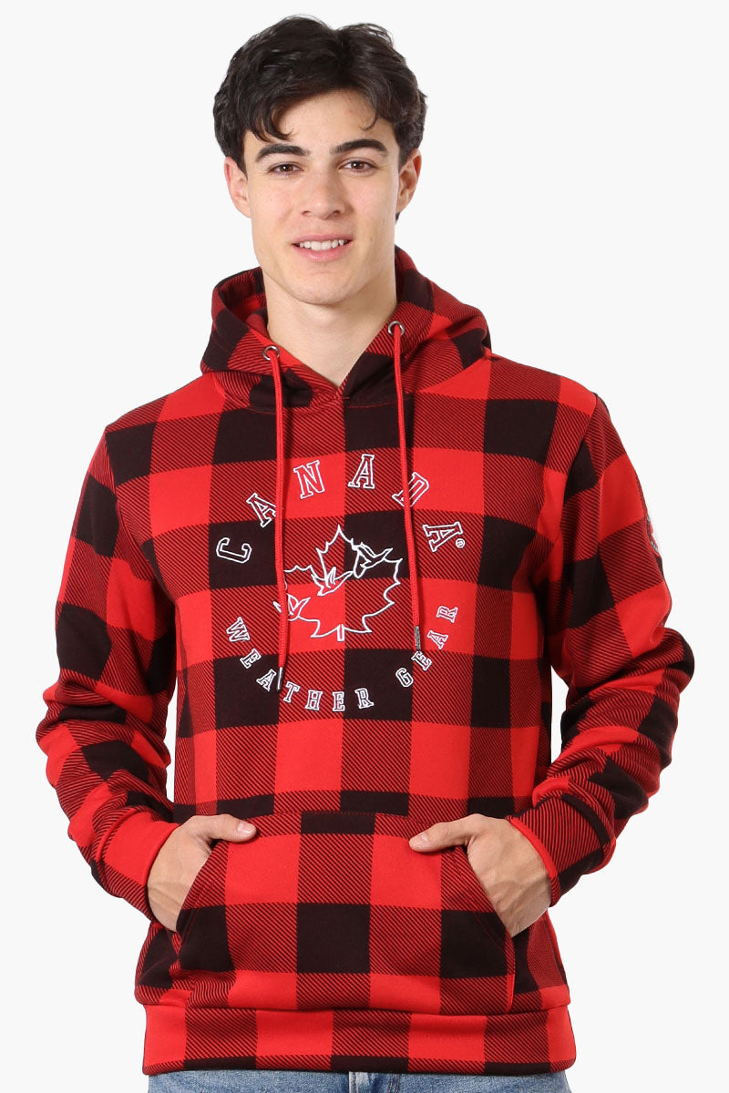 Canada Weather Gear Plaid Embroidered Hoodie - Red