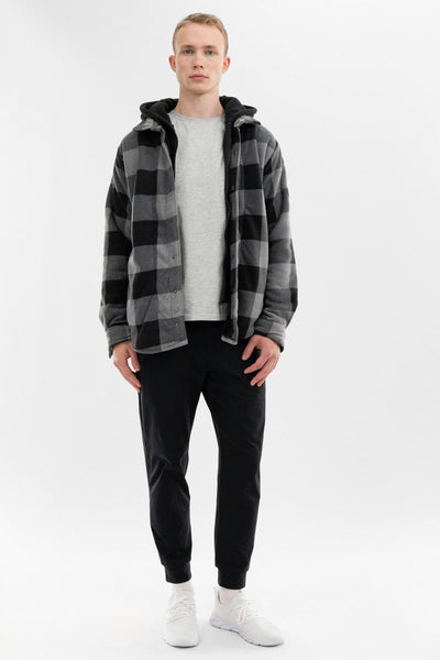 Canada Weather Gear Plaid Sherpa Lined Lightweight Jacket - Black