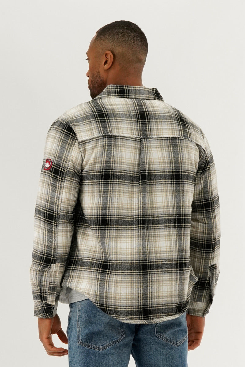 Canada Weather Gear Plaid Plush Lined Lightweight Jacket - Cream - Mens Lightweight Jackets - Canada Weather Gear