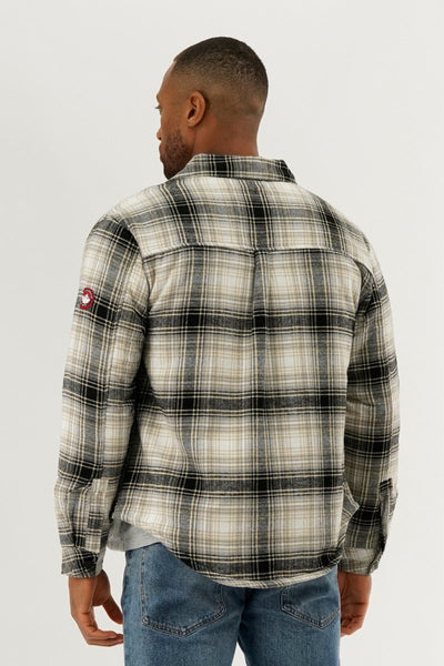 Canada Weather Gear Plaid Plush Lined Lightweight Jacket - Cream - Mens Lightweight Jackets - Canada Weather Gear