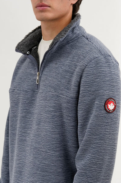 Canada Weather Gear Sherpa Lined 1/4 Zip Pullover Sweater - Navy - Mens Pullover Sweaters - Canada Weather Gear