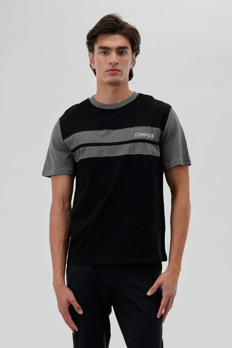 Canada Weather Gear Striped Colour Block Tee - Black - Mens Tees & Tank Tops - Canada Weather Gear