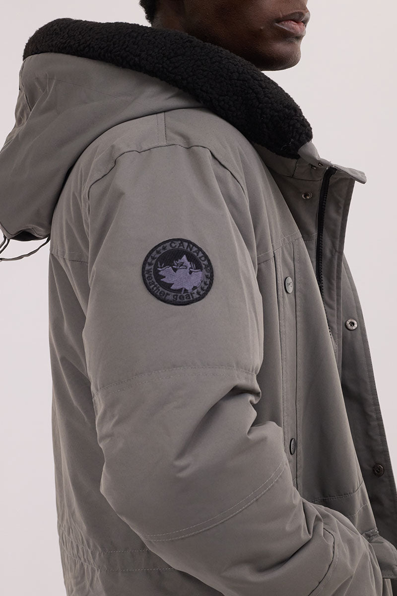 Canada Weather Gear Sherpa Lined Hood Parka Jacket - Grey