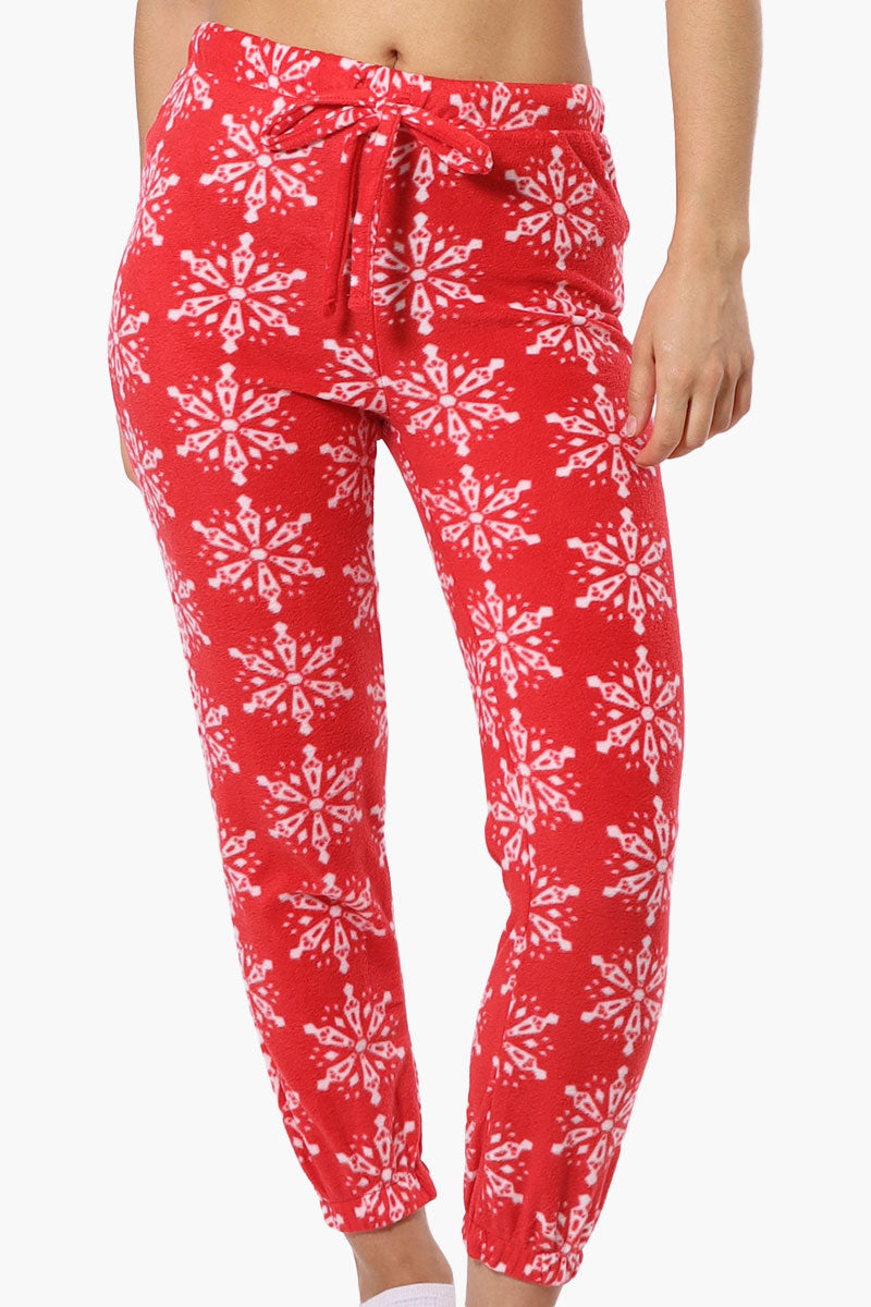 Canada Weather Gear Snowflake Pattern Fleece Pajama Bottoms - Red - Womens Pajamas - Canada Weather Gear