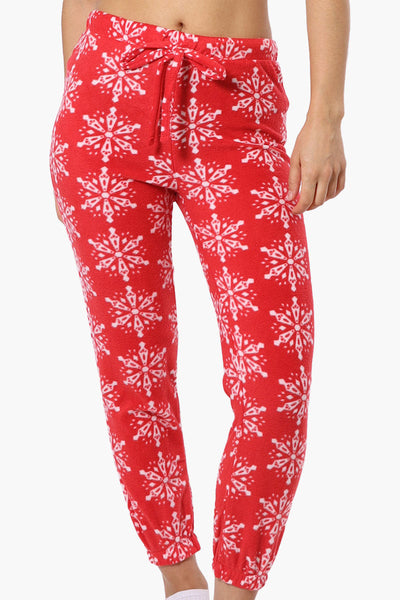 Canada Weather Gear Snowflake Pattern Fleece Pajama Bottoms - Red - Womens Pajamas - Fairweather