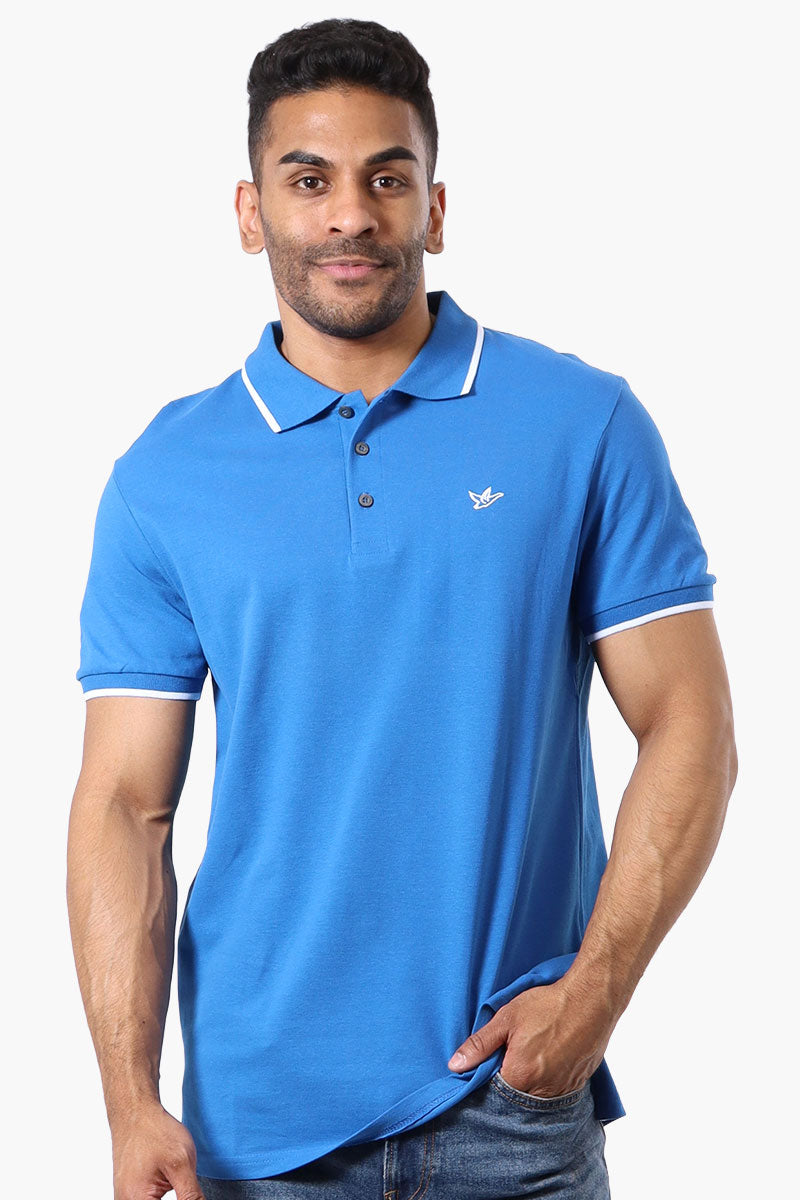 Super Triple Goose Solid Short Sleeve Polo Shirt - Blue - Mens Polo Shirts - Canada Weather Gear
