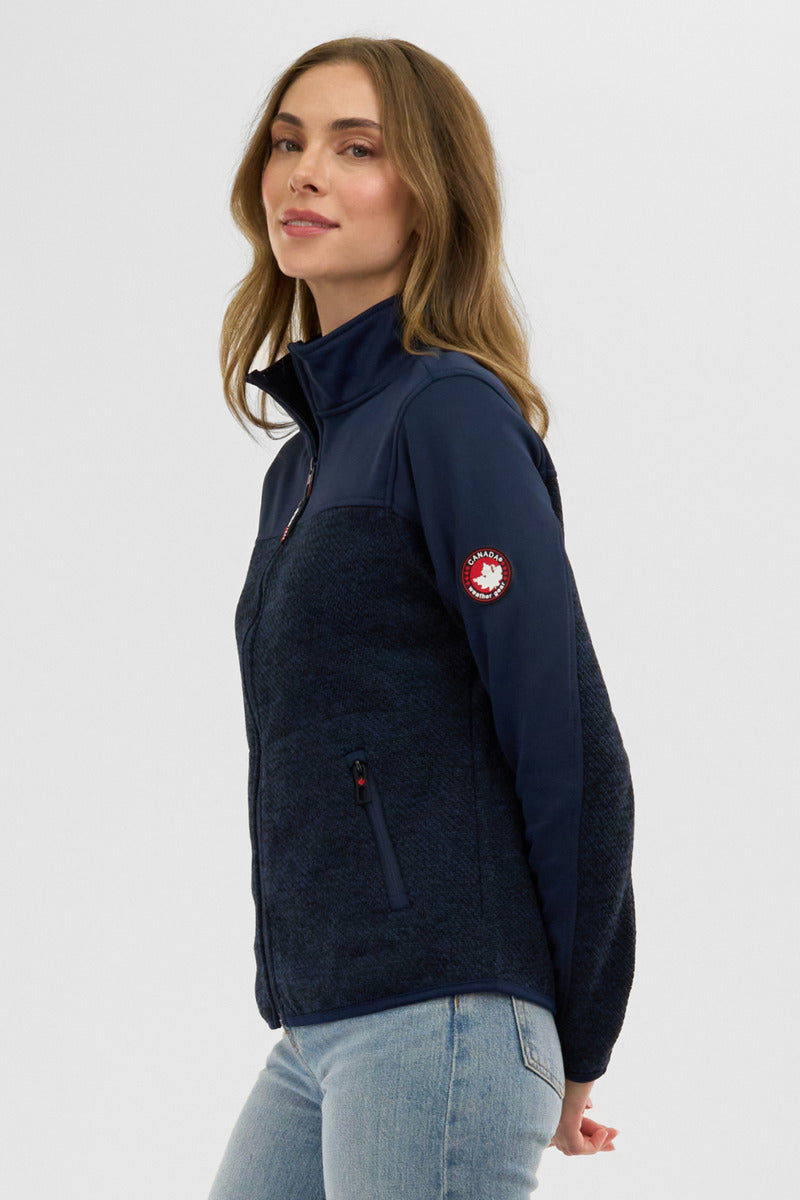 Canada Weather Gear Zip Up Knit Lightweight Jacket - Navy - Womens Lightweight Jackets - Canada Weather Gear
