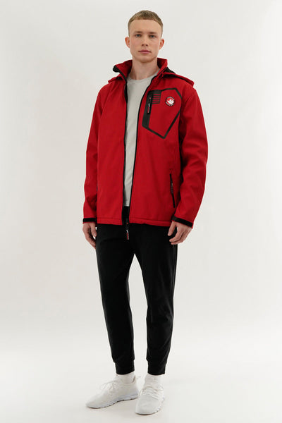 Canada Weather Gear Soft Shell Hooded Lightweight Jacket - Red - Mens Lightweight Jackets - Canada Weather Gear