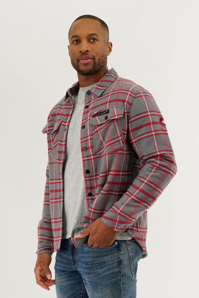 Canada Weather Gear Plaid Plush Lined Lightweight Jacket - Grey - Mens Lightweight Jackets - Canada Weather Gear