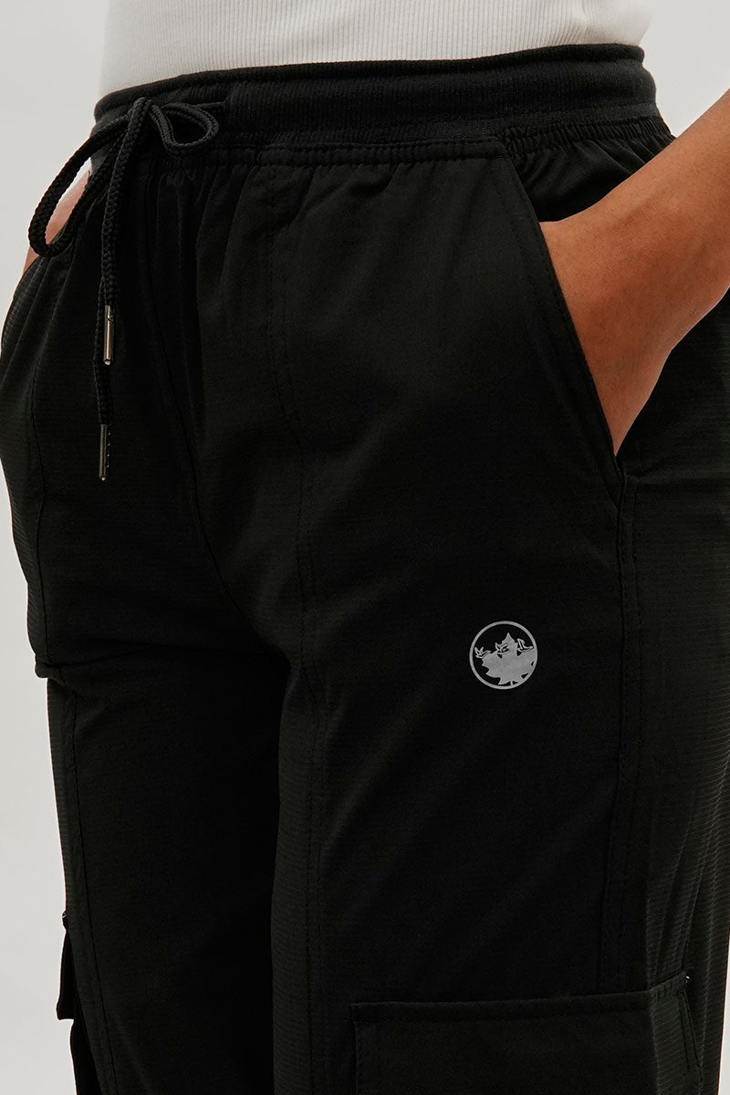 Canada Weather Gear Tie Waist Cargo Joggers - Black - Womens Joggers & Sweatpants - Canada Weather Gear