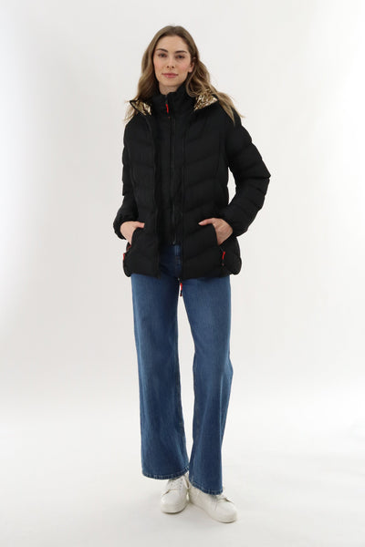 Canada Weather Gear Quilted Puffer Double Zip Bomber Jacket - Black - Womens Bomber Jackets - Canada Weather Gear