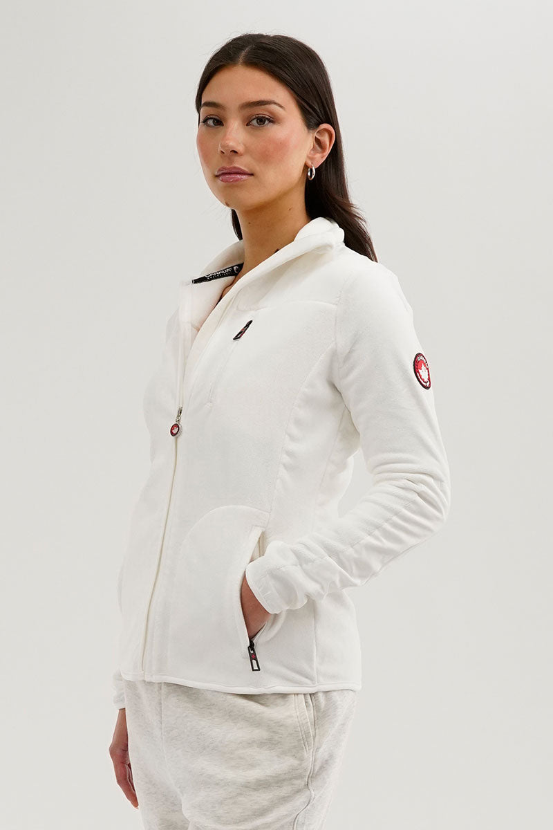 Canada Weather Gear Fleece Zip Up Lightweight Jacket - White - Womens Lightweight Jackets - Canada Weather Gear