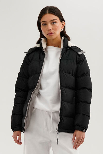 Canada Weather Gear Sherpa Lined Collar Bomber Jacket - Black - Womens Bomber Jackets - Canada Weather Gear