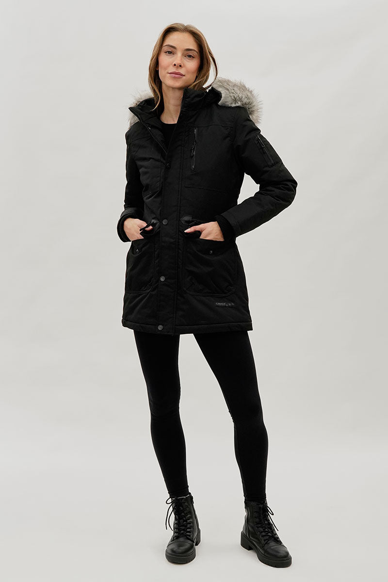 Canada Weather Gear Faux Fur Lined Parka Jacket - Black