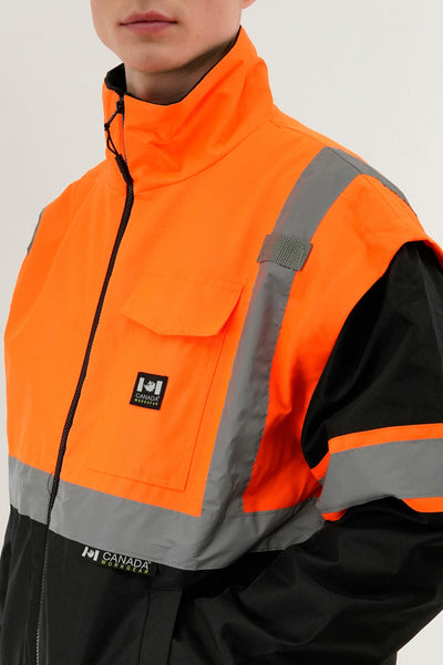 Canada Work Gear Hi-Vis Colour Block Bomber Jacket - Orange - Mens Bomber Jackets - Canada Weather Gear