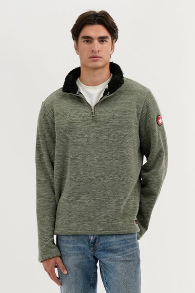Canada Weather Gear Sherpa Lined 1/4 Zip Pullover Sweater - Green - Mens Pullover Sweaters - Canada Weather Gear