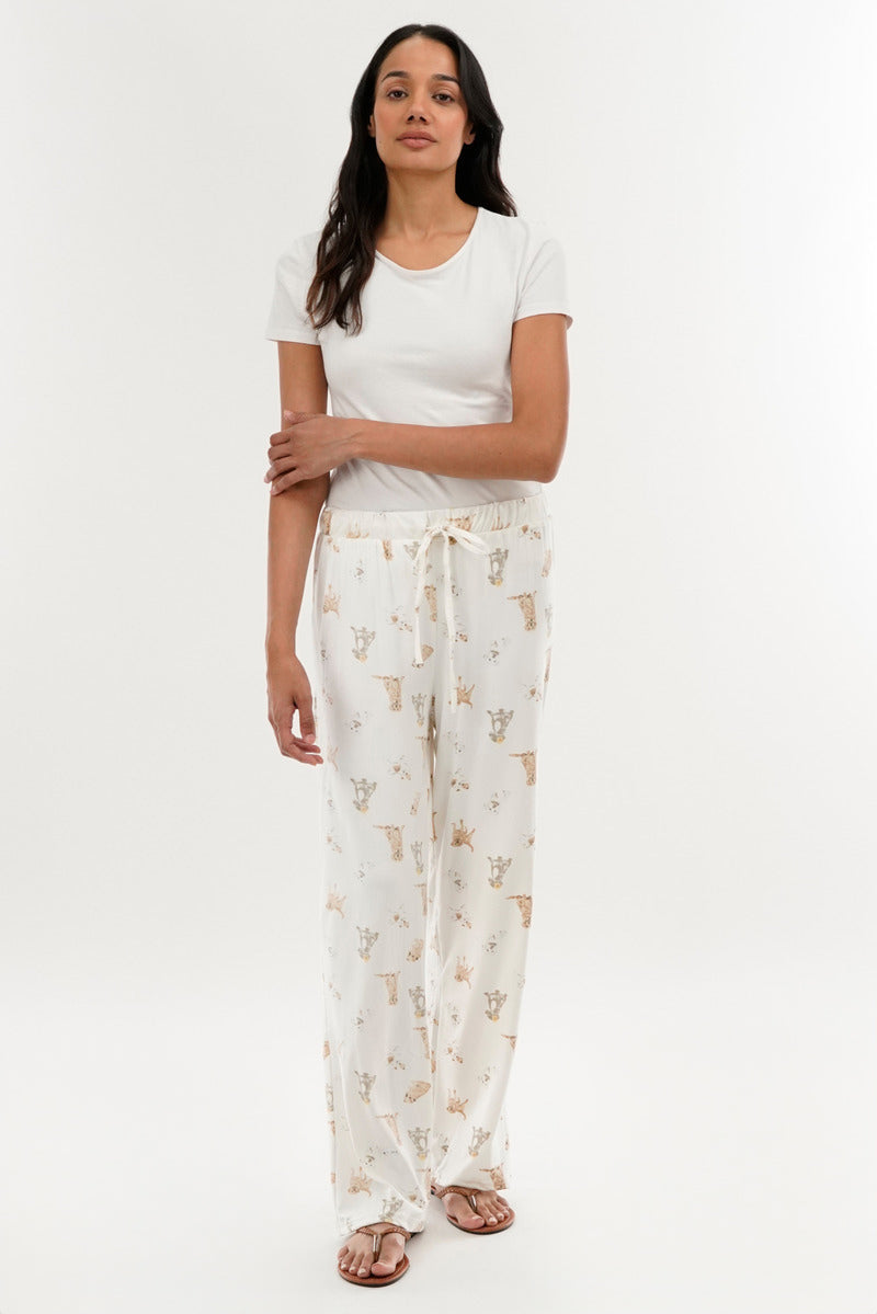 Canada Weather Gear Dog Print Wide Leg Pajama Pants - Beige - Womens Pajamas - Canada Weather Gear
