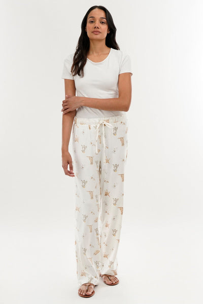 Canada Weather Gear Dog Print Wide Leg Pajama Pants - Beige - Womens Pajamas - Canada Weather Gear