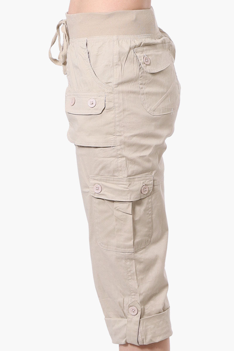 Canada Weather Gear Tie Waist Cargo Capris - Beige - Womens Shorts & Capris - Canada Weather Gear