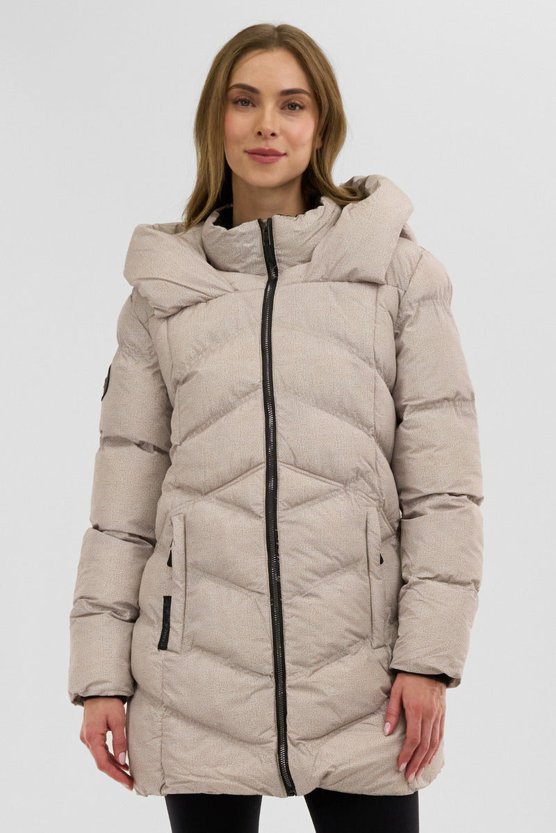 Canada Weather Gear Chevron Quilted Parka Jacket - Cream - Womens Parka Jackets - Canada Weather Gear