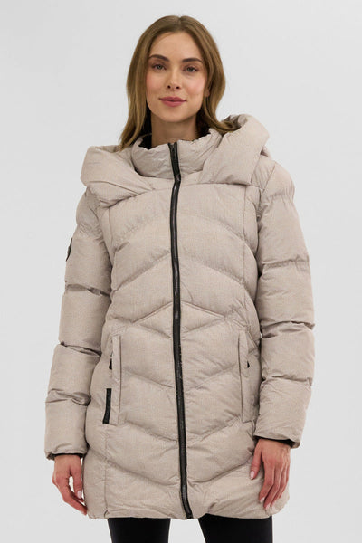 Canada Weather Gear Chevron Quilted Parka Jacket - Cream - Womens Parka Jackets - Canada Weather Gear