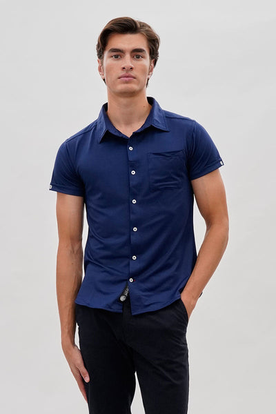 Canada Weather Gear Travel Collection Classic Short Sleeve Casual Shirt - Navy - Mens Casual Shirts - Canada Weather Gear