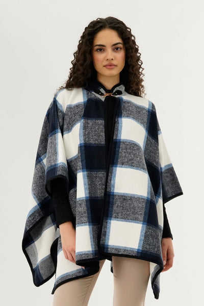 Canada Weather Gear Plaid Poncho - Blue - Womens Ponchos - Canada Weather Gear