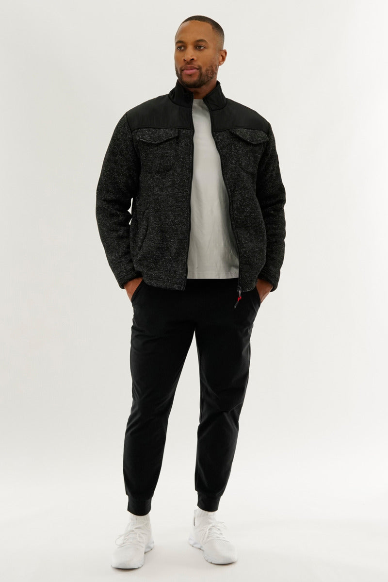 Canada Weather Gear Sherpa Lined Fleece Lightweight Jacket - Black - Mens Lightweight Jackets - Canada Weather Gear