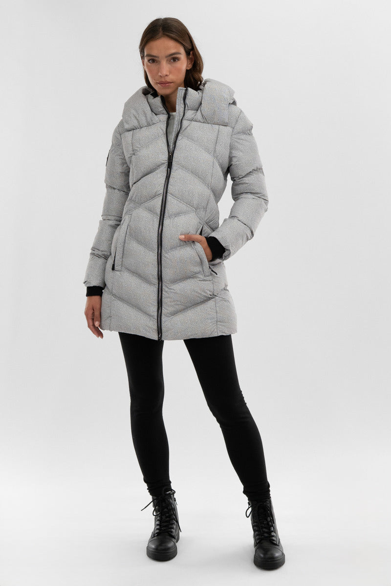 Canada Weather Gear Chevron Quilted Parka Jacket - Grey