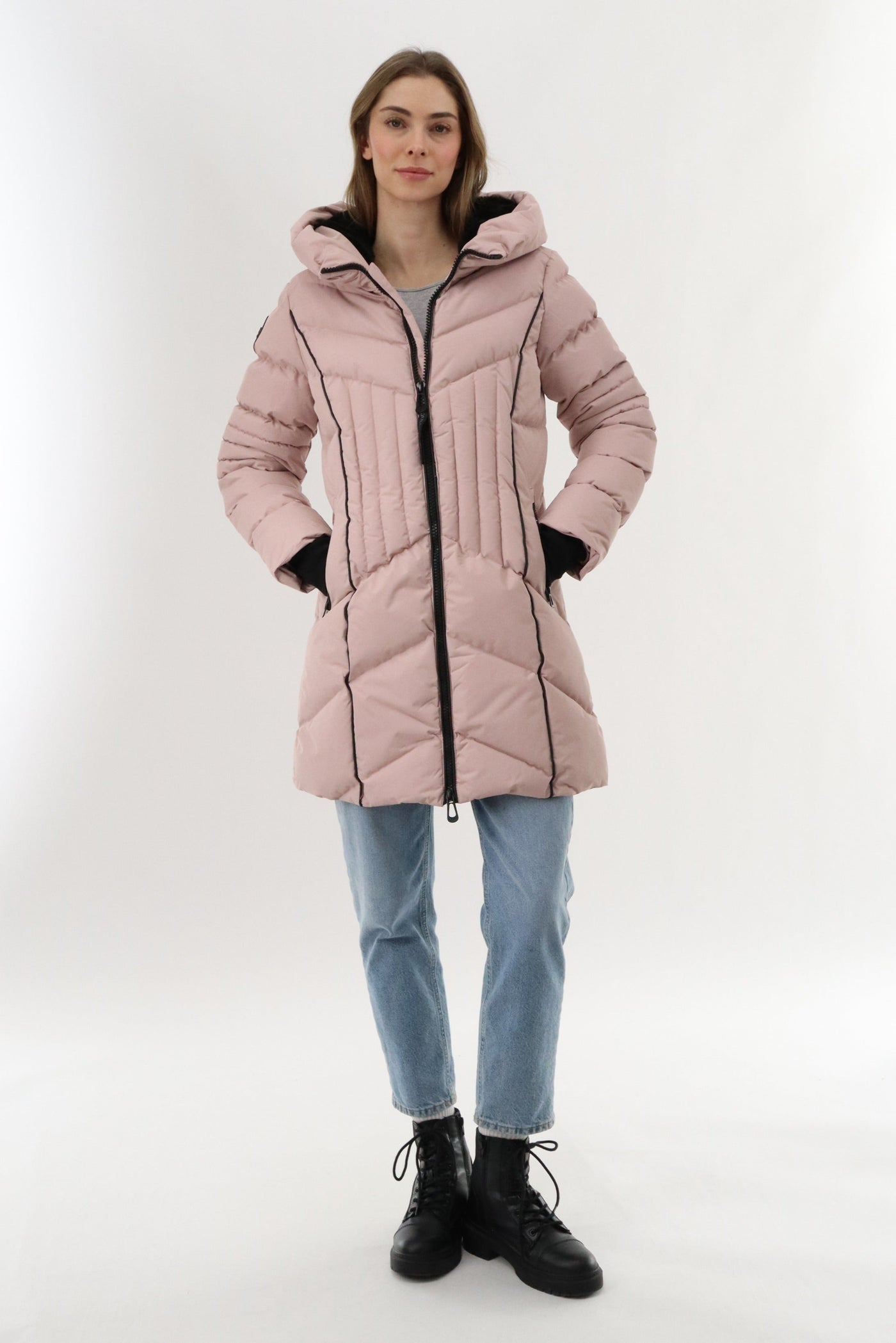 Canada Weather Gear Quilted Hooded Parka Jacket - Blush - Womens Parka Jackets - Canada Weather Gear