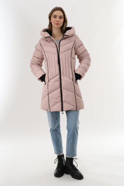 Canada Weather Gear Quilted Hooded Parka Jacket - Blush - Womens Parka Jackets - Canada Weather Gear