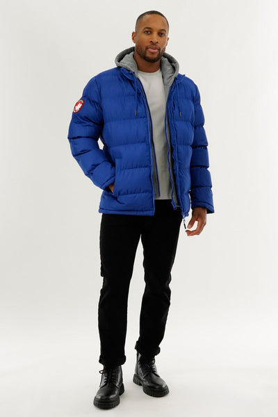 Canada Weather Gear Fleece Hood Puffer Bomber Jacket - Blue - Mens Bomber Jackets - Canada Weather Gear