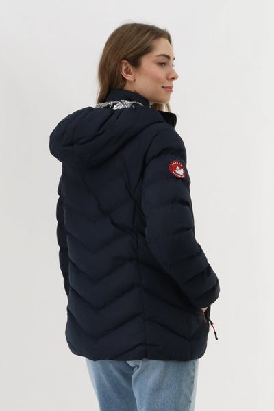 Canada Weather Gear Quilted Puffer Double Zip Bomber Jacket - Navy - Womens Bomber Jackets - Canada Weather Gear