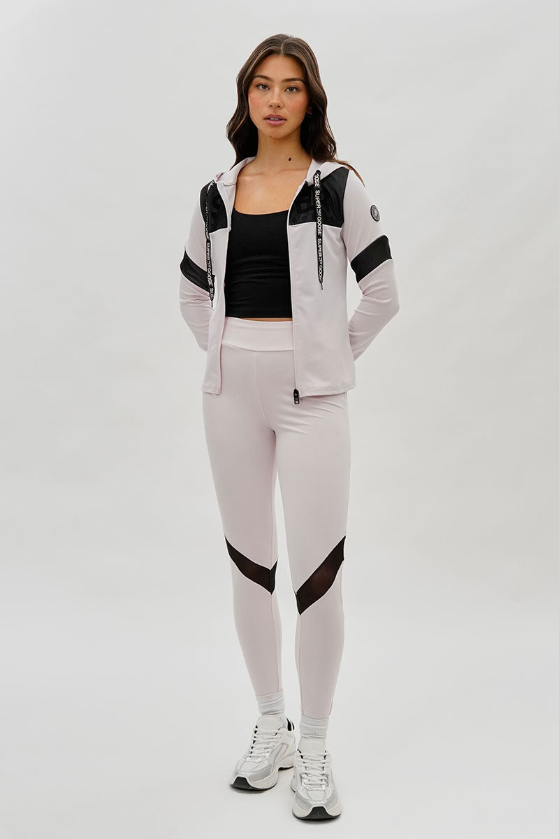 Super Triple Goose Zip Up Mesh Detail Hoodie - Blush - Womens Hoodies & Sweatshirts - Canada Weather Gear