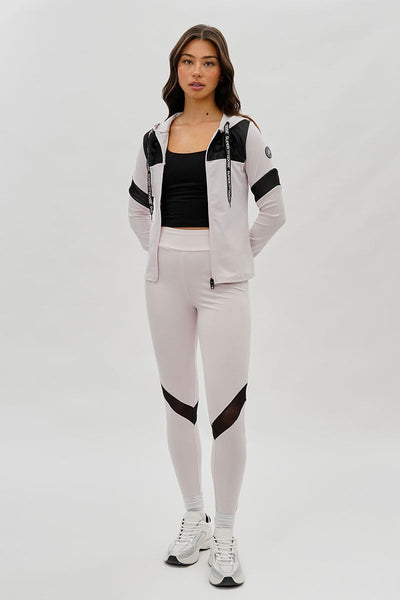 Super Triple Goose Zip Up Mesh Detail Hoodie - Blush - Womens Hoodies & Sweatshirts - Canada Weather Gear