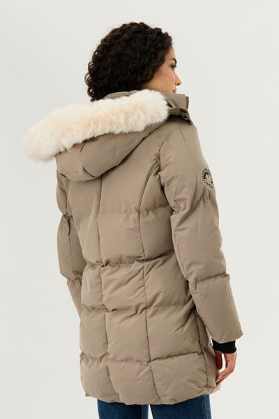 Canada Weather Gear Faux Fur Lined Hood Parka Jacket - Cream - Womens Parka Jackets - Canada Weather Gear