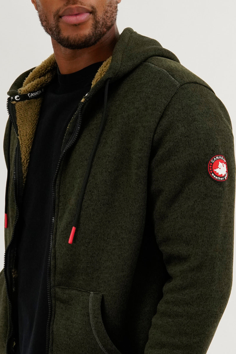 Canada Weather Gear Sherpa Lined Lightweight Jacket - Olive - Mens Lightweight Jackets - Canada Weather Gear