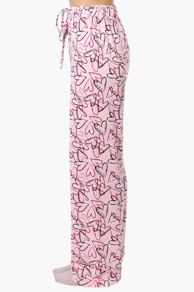 Canada Weather Gear Heart Pattern Wide Leg Pajama Pants - Pink - Womens Pajamas - Canada Weather Gear