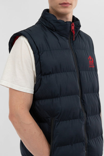 Super Triple Goose Zip Off Sleeve Bomber Jacket - Navy