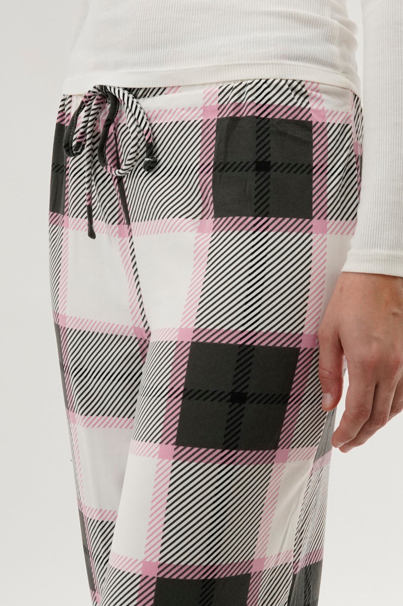 Canada Weather Gear Plaid Wide Leg Pajama Pants - White - Womens Pajamas - Canada Weather Gear