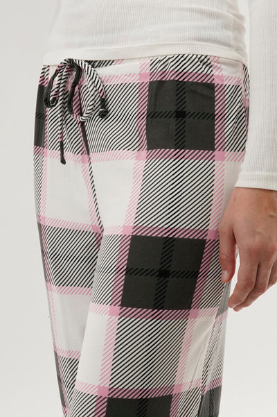Canada Weather Gear Plaid Wide Leg Pajama Pants - White - Womens Pajamas - Canada Weather Gear