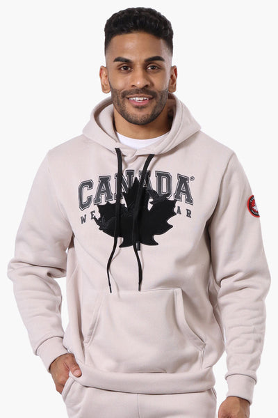 Canada Weather Gear Chest Logo Hoodie - Beige - Mens Hoodies & Sweatshirts - Canada Weather Gear