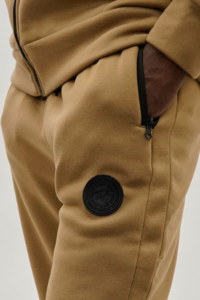 Super Triple Goose Basic Zipper Pocket Joggers - Beige