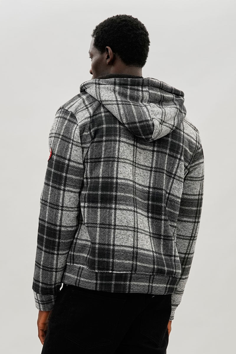 Canada Weather Gear Hooded Sherpa Lined Lightweight Jacket - Grey